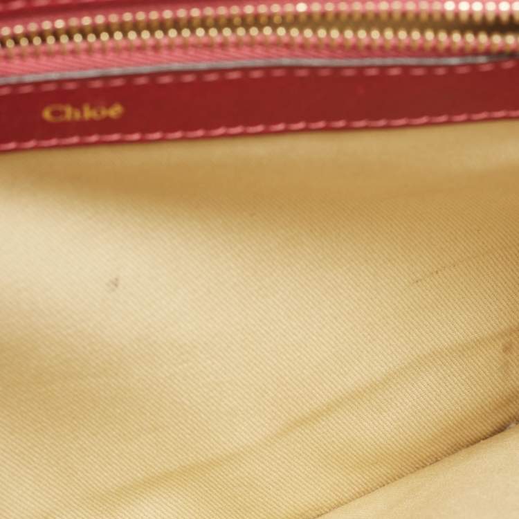 Pre Owned Chloe Burgundy Python Leather Sally Chain Flat Clutch