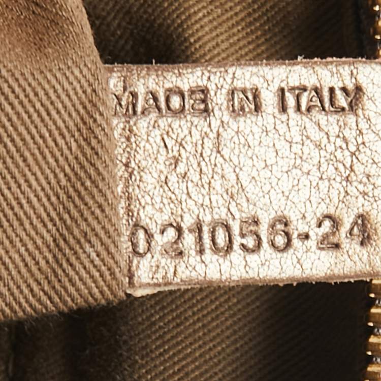Pre Owned Chloé Metallic Dark Beige Leather Medium Marcie Satchel