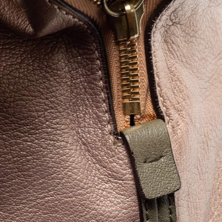 Pre Owned Chloe Mettalic Rose Gold Leather Large Elsie Bowling Bag