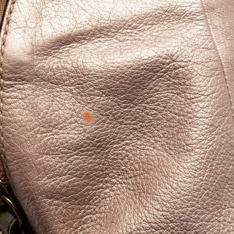 Pre Owned Chloe Mettalic Rose Gold Leather Large Elsie Bowling Bag
