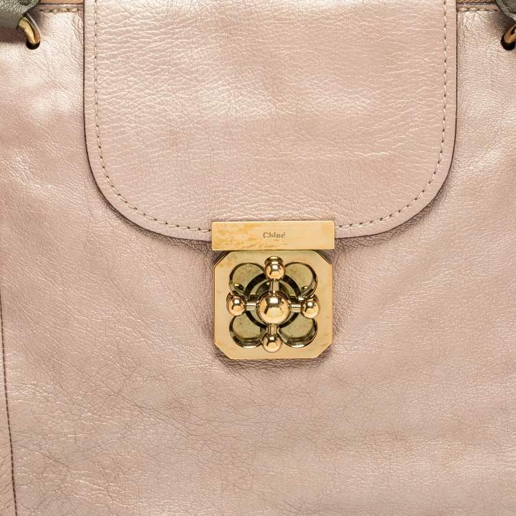 Pre Owned Chloe Mettalic Rose Gold Leather Large Elsie Bowling Bag