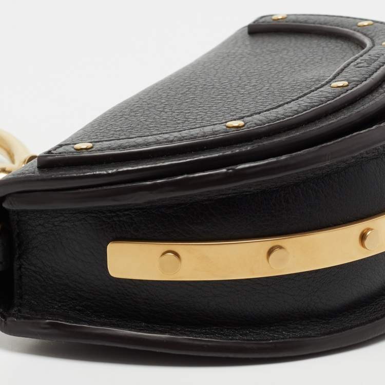 Pre Owned Chloé Black Leather Small Nile Minaudière Crossbody Bag