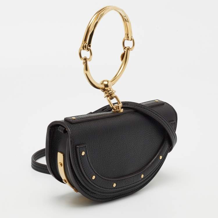 Pre Owned Chloé Black Leather Small Nile Minaudière Crossbody Bag