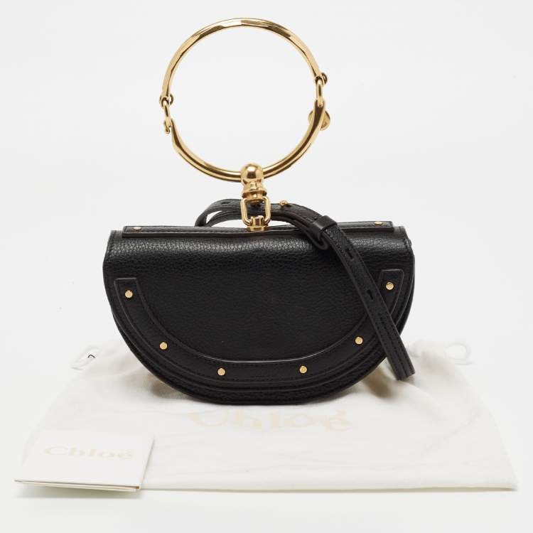 Pre Owned Chloé Black Leather Small Nile Minaudière Crossbody Bag