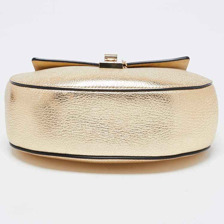 Pre Owned Chloe Metallic Gold Leather Medium Drew Shoulder Bag
