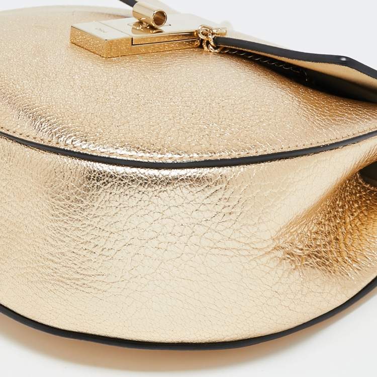 Pre Owned Chloe Metallic Gold Leather Medium Drew Shoulder Bag