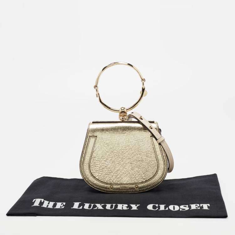 Pre Owned Chloe Gold Leather Small Nile Bracelet Shoulder Bag