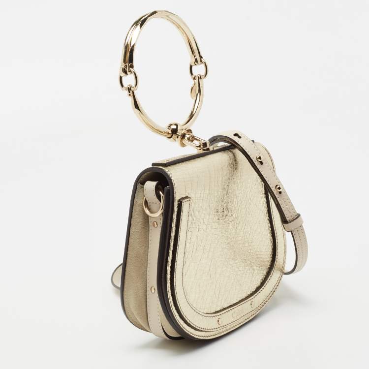 Pre Owned Chloe Gold Leather Small Nile Bracelet Shoulder Bag