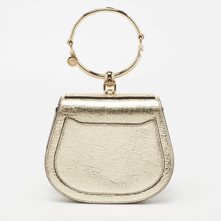 Pre Owned Chloe Gold Leather Small Nile Bracelet Shoulder Bag