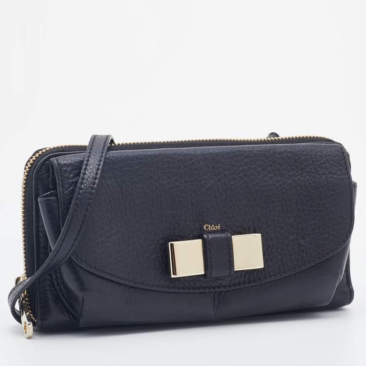Pre Owned Chloe Black Leather Lily Clutch Bag