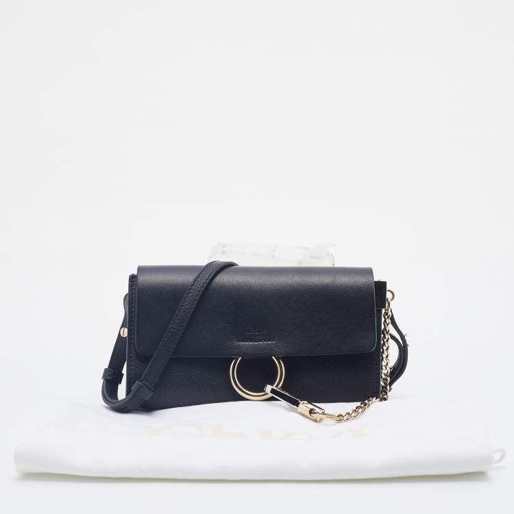 Pre Owned Chloe Black Leather and Suede Mini Faye Crossbody Bag
