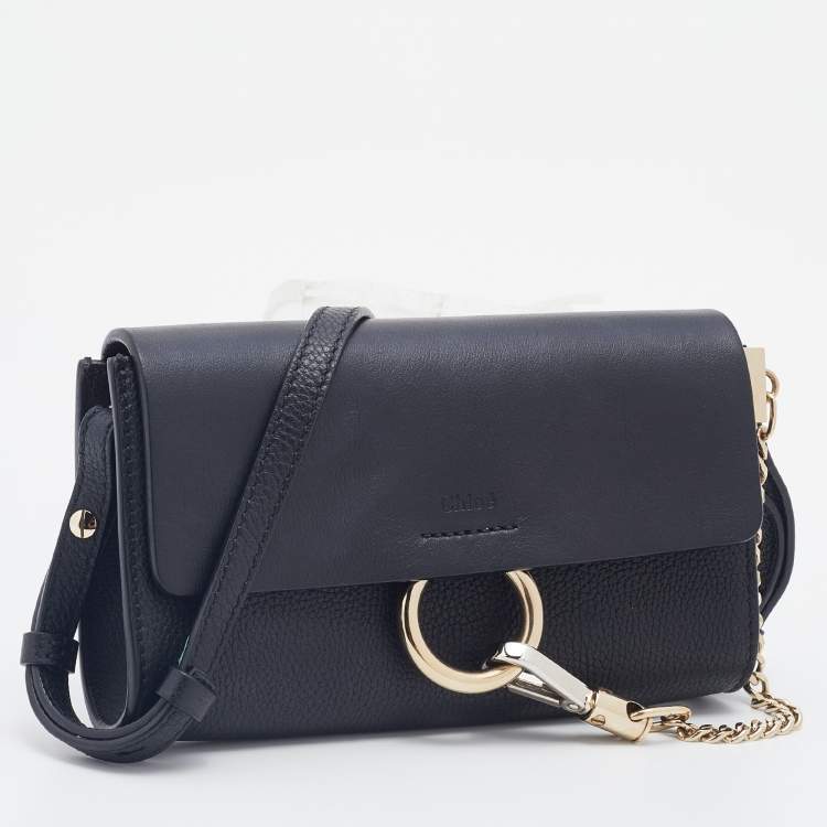 Pre Owned Chloe Black Leather and Suede Mini Faye Crossbody Bag