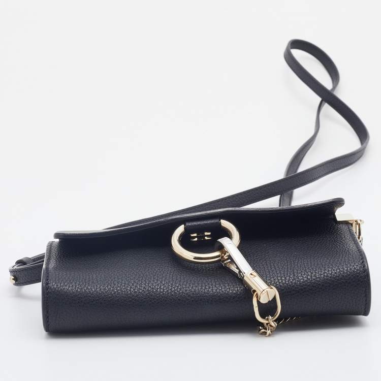 Pre Owned Chloe Black Leather and Suede Mini Faye Crossbody Bag