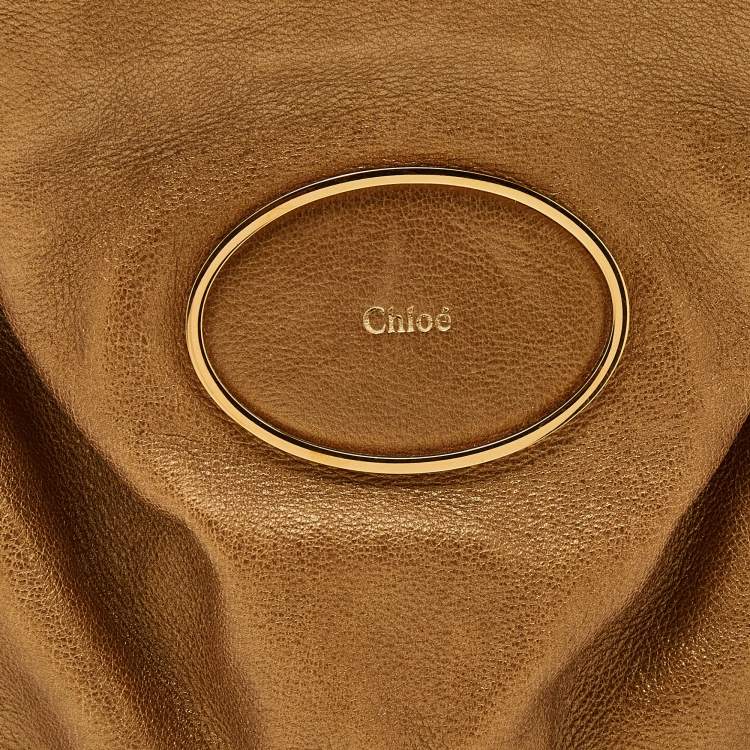 Pre Owned Chloe Metallic Gold Leather Large Victoria Tote
