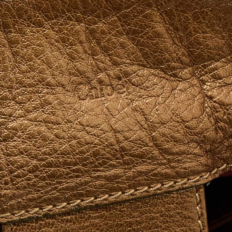 Pre Owned Chloe Metallic Gold Leather Large Victoria Tote