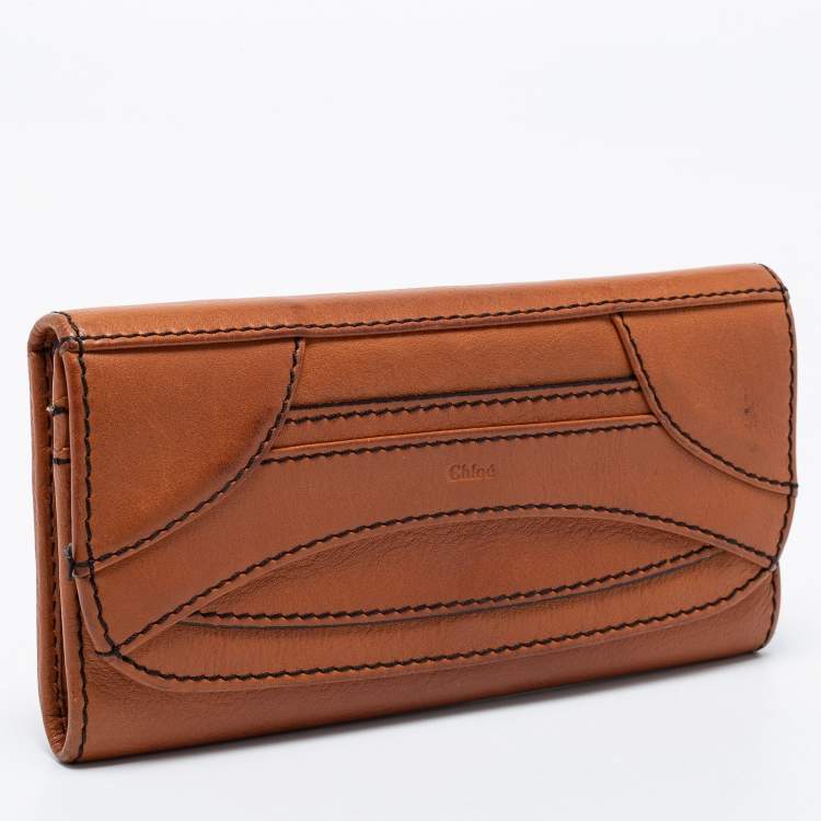 Pre Owned Chloe Brown Leather Continental Wallet