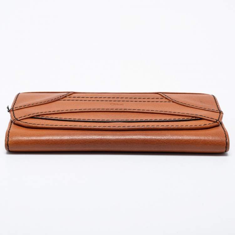 Pre Owned Chloe Brown Leather Continental Wallet