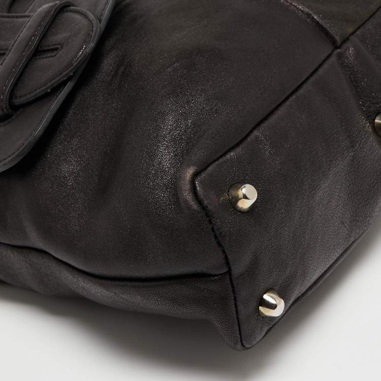 Pre Owned Chloe Black Leather Twin Pocket Shopper Tote 