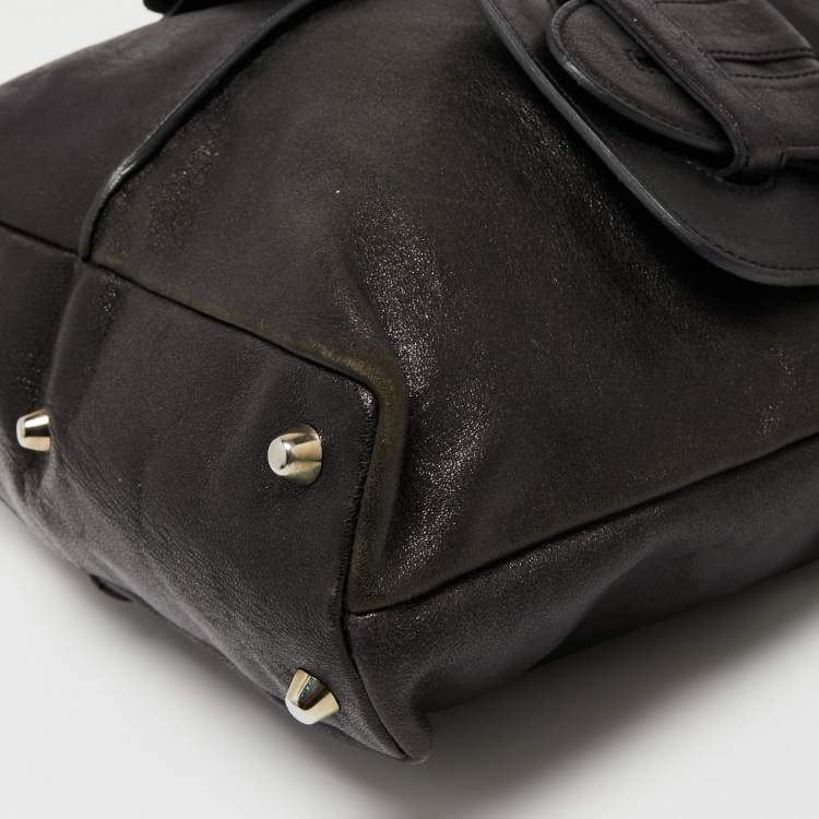 Pre Owned Chloe Black Leather Twin Pocket Shopper Tote 
