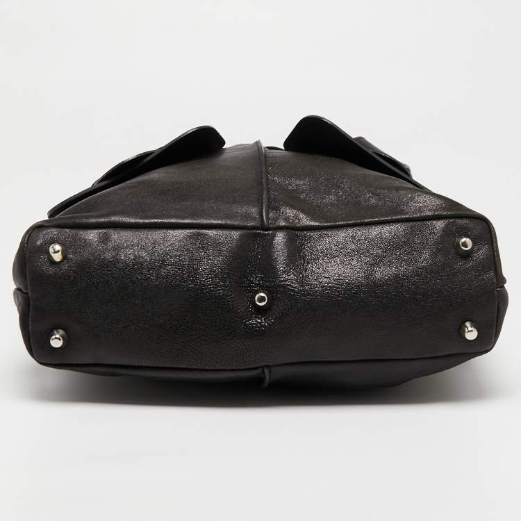 Pre Owned Chloe Black Leather Twin Pocket Shopper Tote 