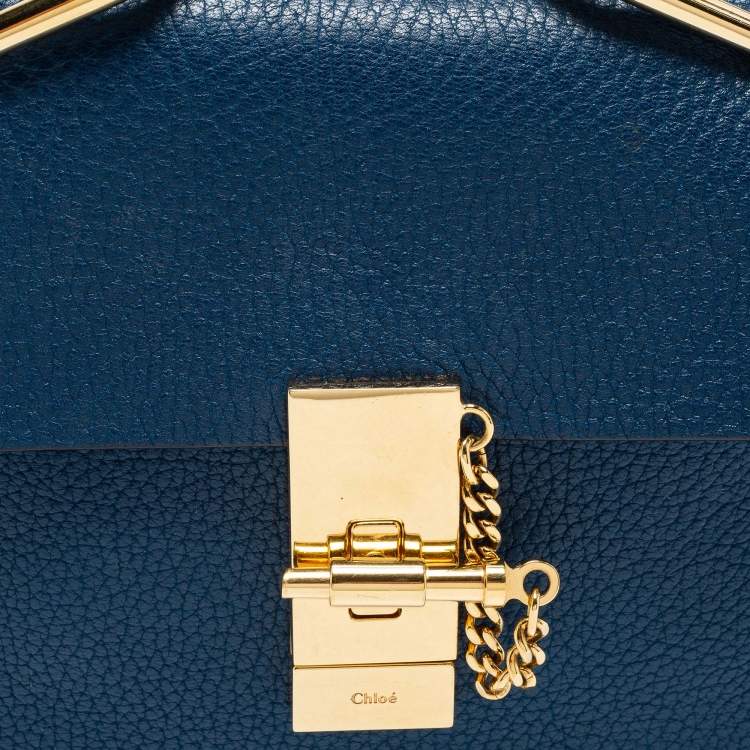 Pre Owned Chloe Blue Leather Small Drew Shoulder Bag