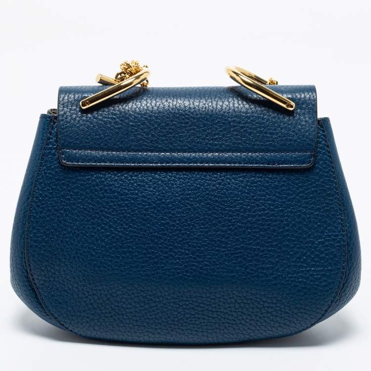 Pre Owned Chloe Blue Leather Small Drew Shoulder Bag