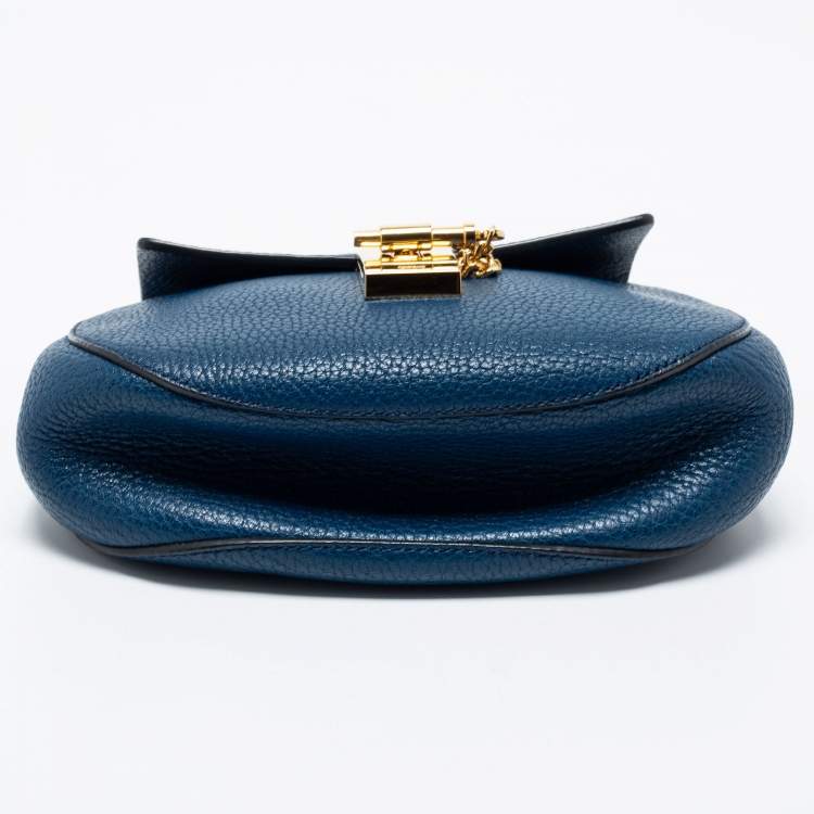 Pre Owned Chloe Blue Leather Small Drew Shoulder Bag