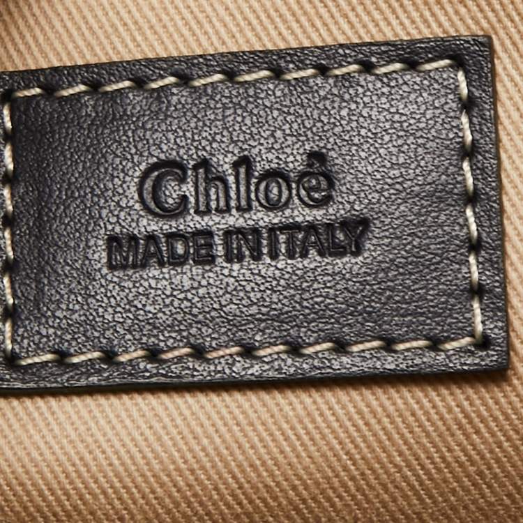 Pre Owned Chloe Beige/Black Canvas and Leather Small Woody Tote