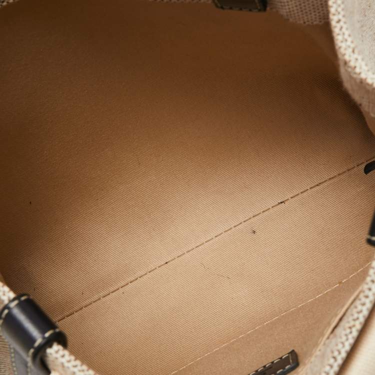 Pre Owned Chloe Beige/Black Canvas and Leather Small Woody Tote