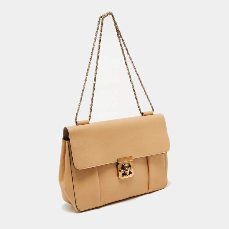 Pre Owned Chloe Beige Leather Large Elsie Shoulder Bag