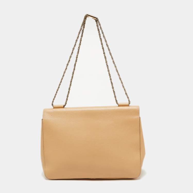 Pre Owned Chloe Beige Leather Large Elsie Shoulder Bag