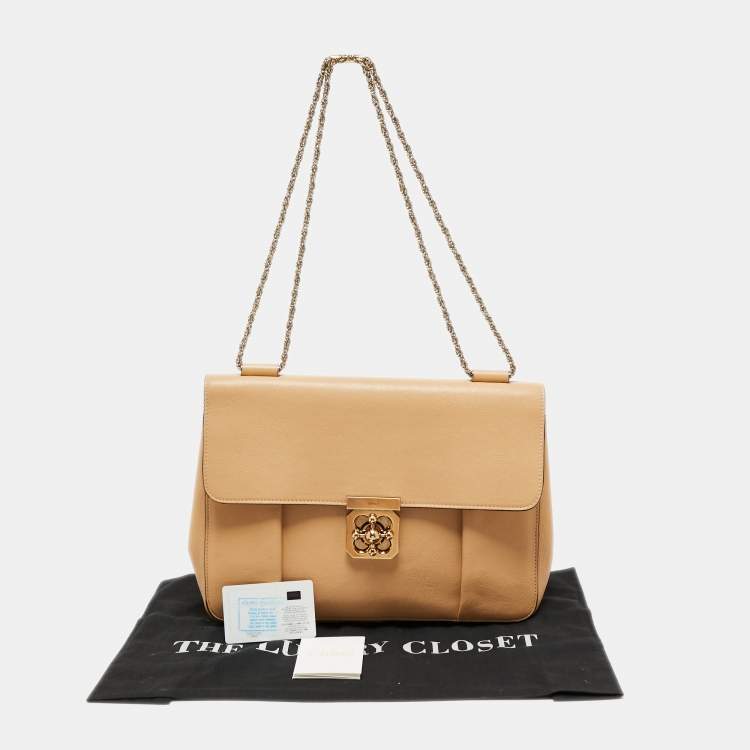 Pre Owned Chloe Beige Leather Large Elsie Shoulder Bag