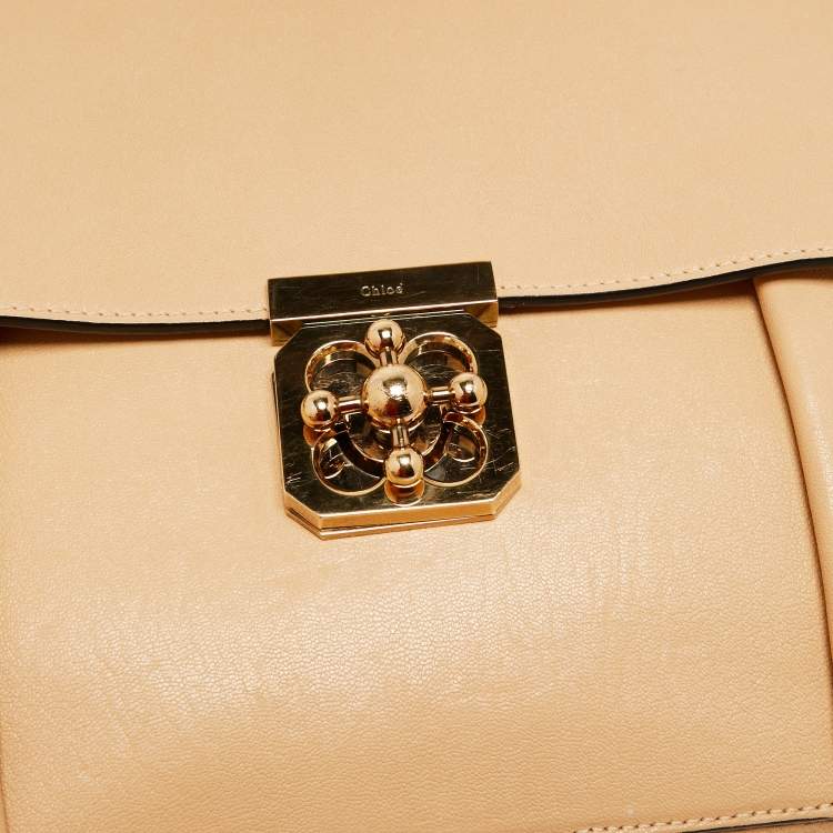Pre Owned Chloe Beige Leather Large Elsie Shoulder Bag