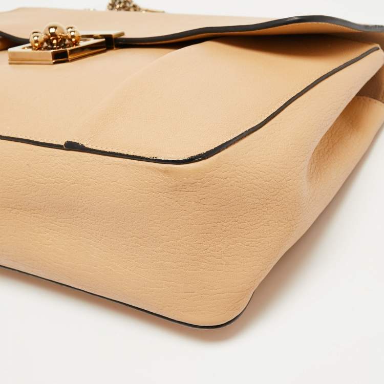 Pre Owned Chloe Beige Leather Large Elsie Shoulder Bag