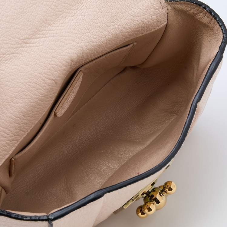 Pre Owned Chloe Peach Leather Mini Elsie Crossbody Bag