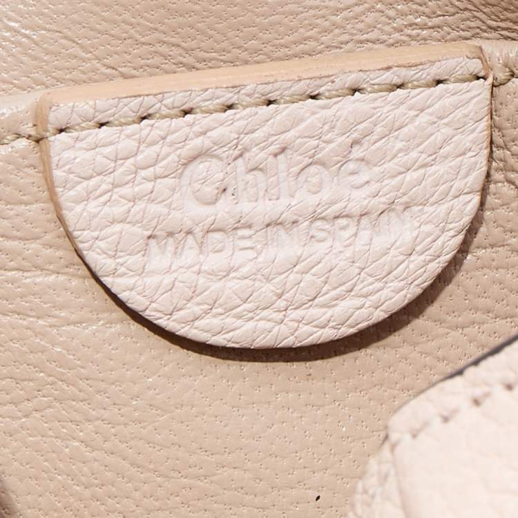 Pre Owned Chloe Peach Leather Mini Elsie Crossbody Bag