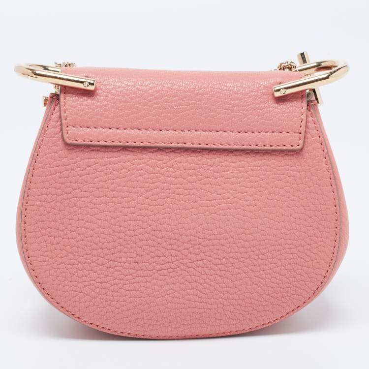 Pre Owned Chloe Pink Leather Nano Flowers Crystal Embellished Drew Shoulder Bag