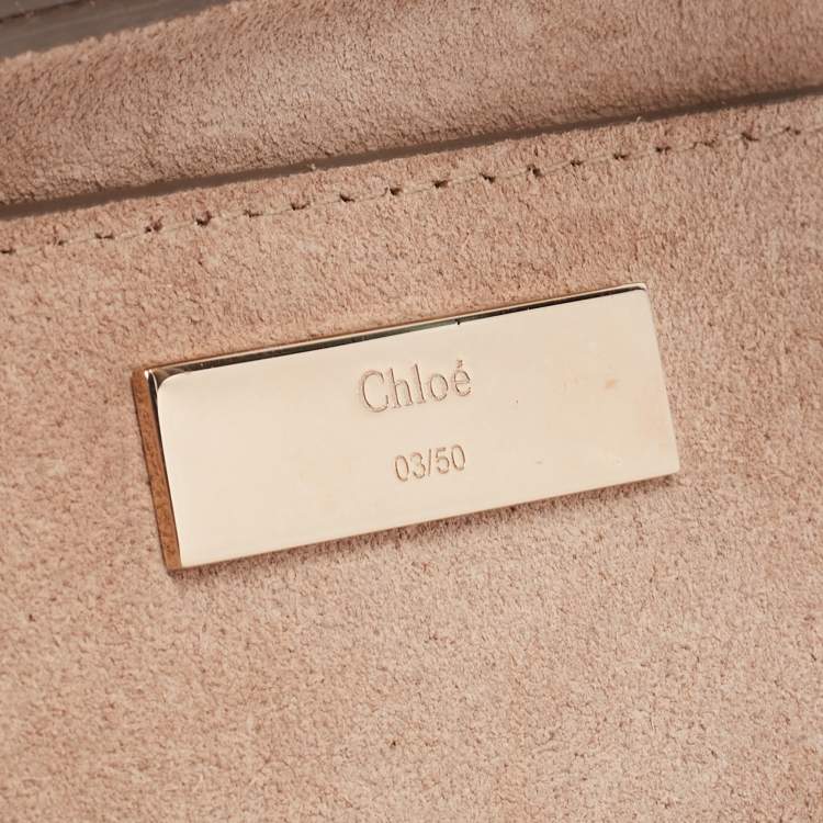 Pre Owned Chloe Pink Leather Nano Flowers Crystal Embellished Drew Shoulder Bag