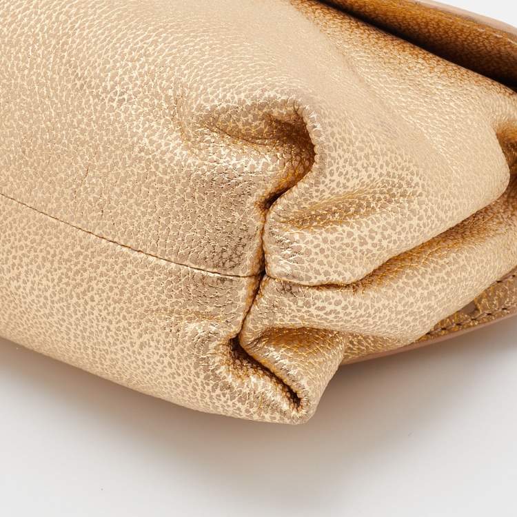 Pre Owned Chloe Metallic Gold Leather Lily Crossbody Bag