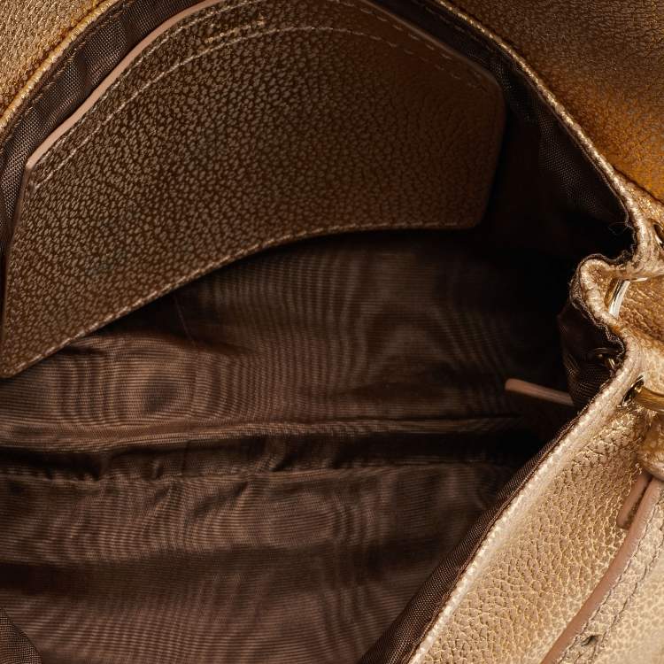 Pre Owned Chloe Metallic Gold Leather Lily Crossbody Bag