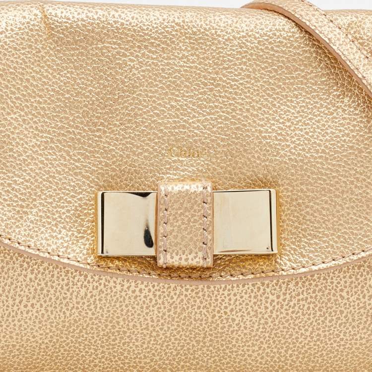 Pre Owned Chloe Metallic Gold Leather Lily Crossbody Bag