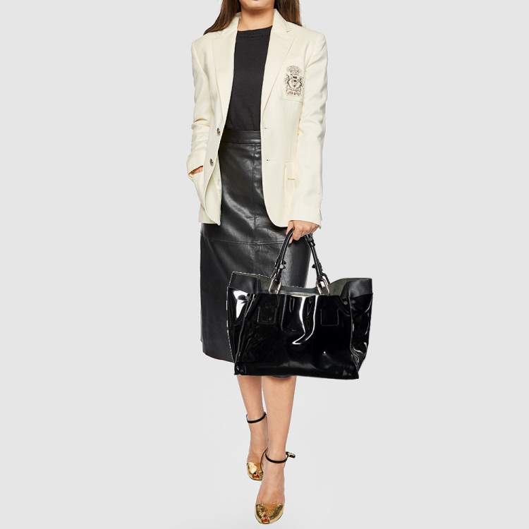 Pre Owned Chloe Black Patent Leather Cyndi Tote
