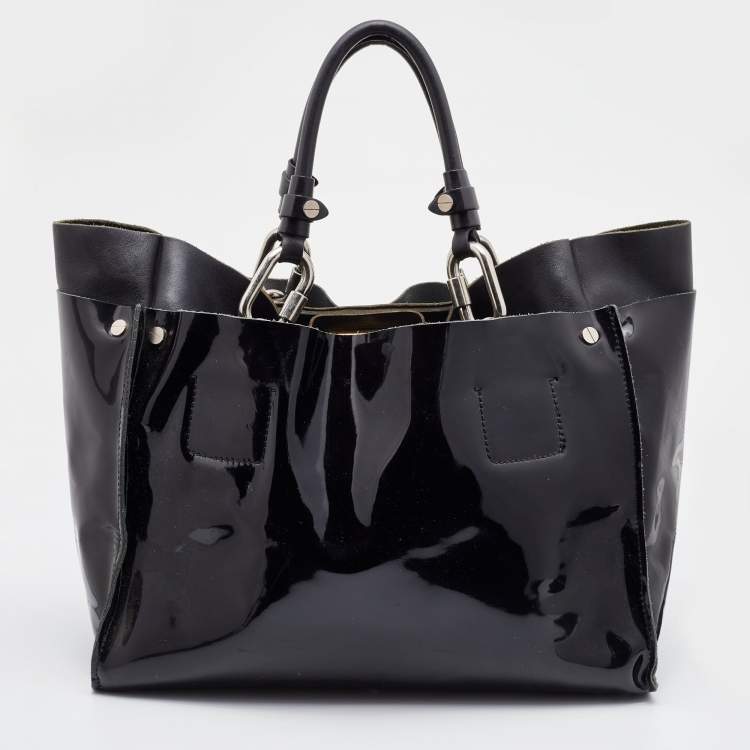 Pre Owned Chloe Black Patent Leather Cyndi Tote