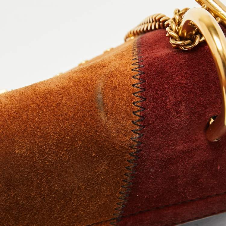 Pre Owned Chloe Multicolor Suede Patchwork Studded Medium Drew Shoulder Bag