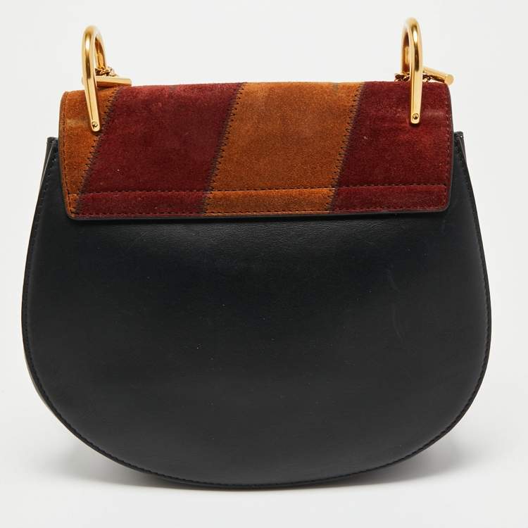 Pre Owned Chloe Multicolor Suede Patchwork Studded Medium Drew Shoulder Bag