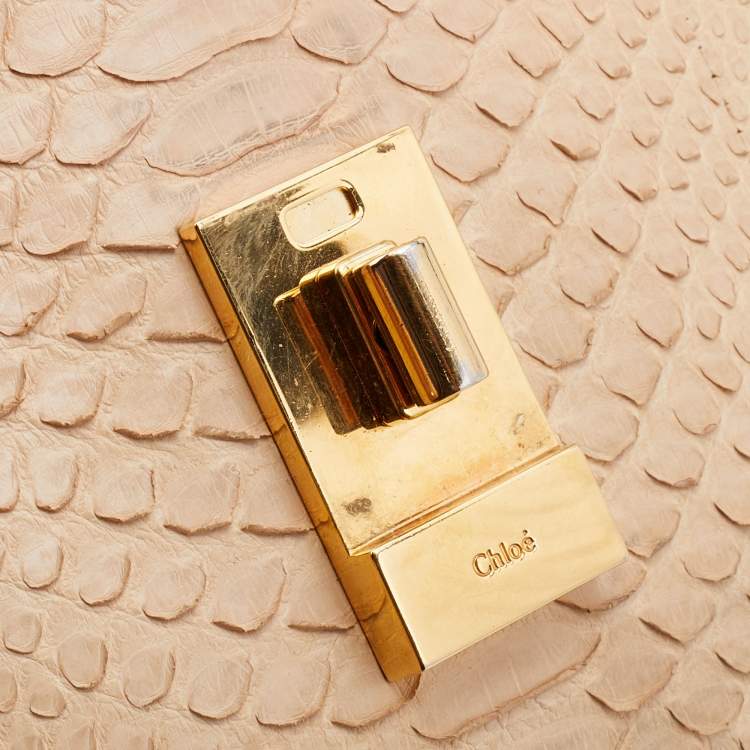 Pre Owned Chloe Beige Python Small Drew Shoulder Bag