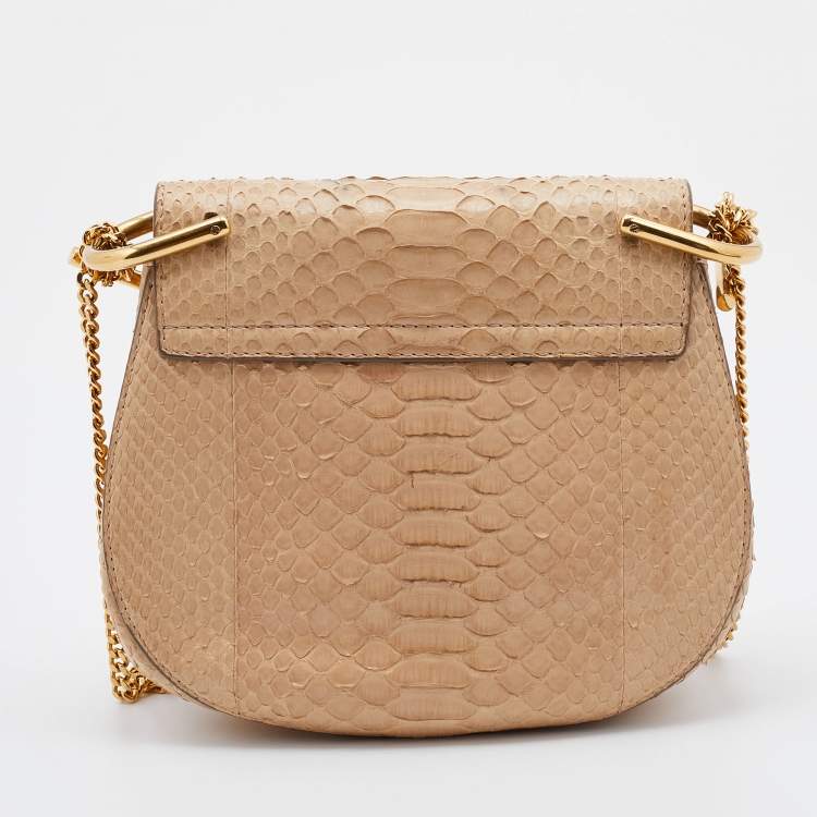 Pre Owned Chloe Beige Python Small Drew Shoulder Bag