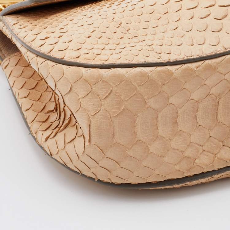 Pre Owned Chloe Beige Python Small Drew Shoulder Bag