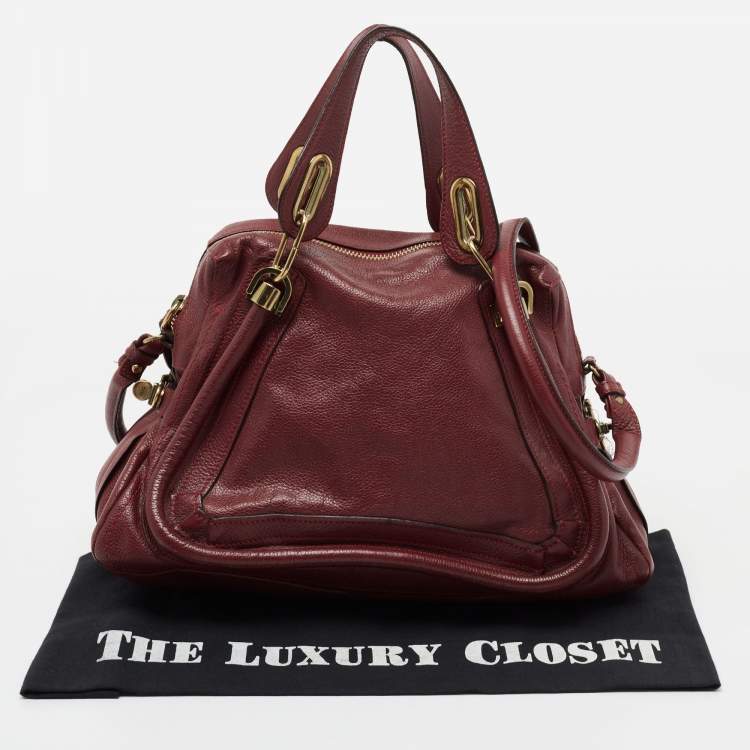Pre Owned Chloe Burgundy Leather Medium Paraty Satchel