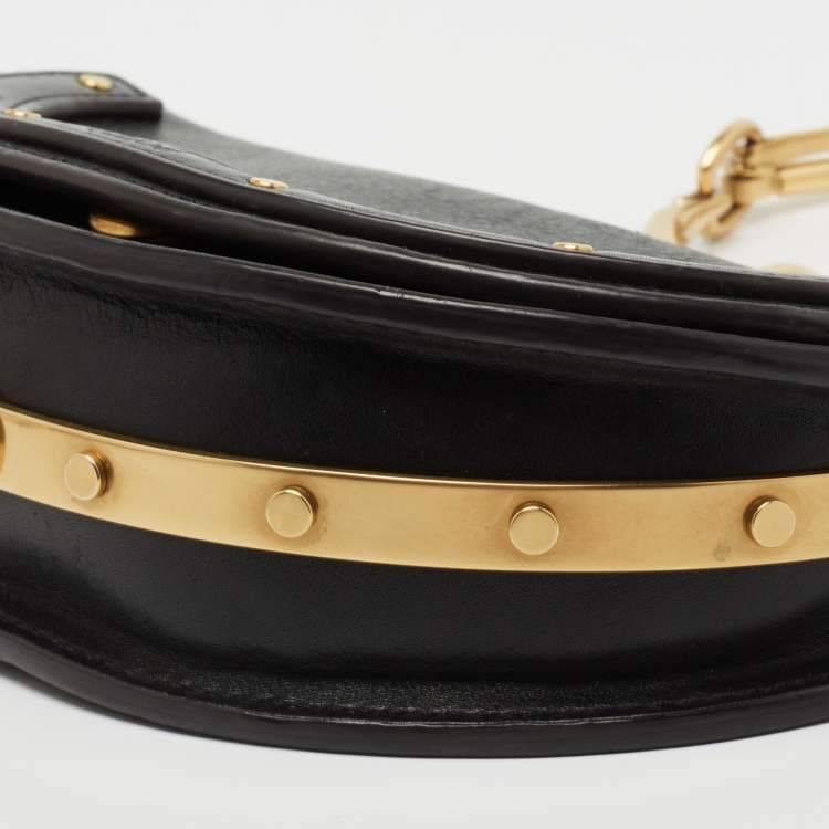 Pre Owned Chloe Black Leather Small Nile Bracelet Minaudière Crossbody Bag